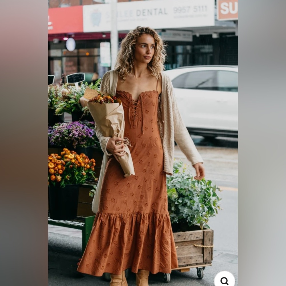 Ottoway the Label Maple - Brown Embroidered Maxi Dress